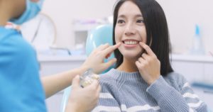 A woman at her dental appointment.